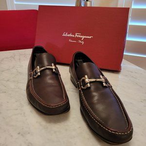 Men's Brown Salvatore Ferragamo Leather Loafers. Size 10.5